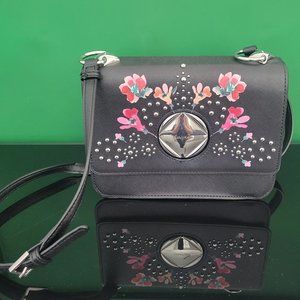Calvin Klein Reese Floral Printed Saffiano Structured Flap Crossbody